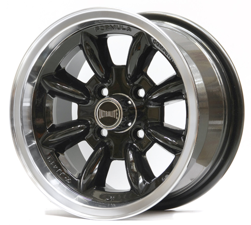 ULTRALITE MINI WHEELS 13x7J - ET10 - 4X101.6 PCD - BLACK WITH POLISHED RIM / ULML3BK