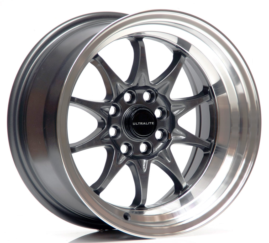 ULTRALITE UL48 15x8 - ET0 - 4x100+108 PCD - GUN METAL GREY POLISHED RIM / UL48-1580-1DGML