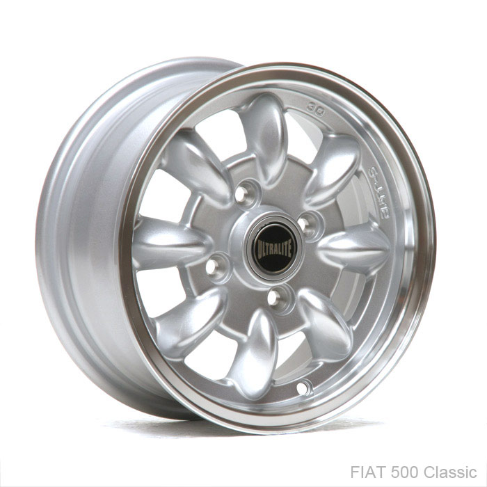 ULTRALITE CLASSIC FIAT 500  WHEELS 12x5J - ET30 - 4x98 PCD- SILVER + POLISHED RIM / ULML1CTSI-98