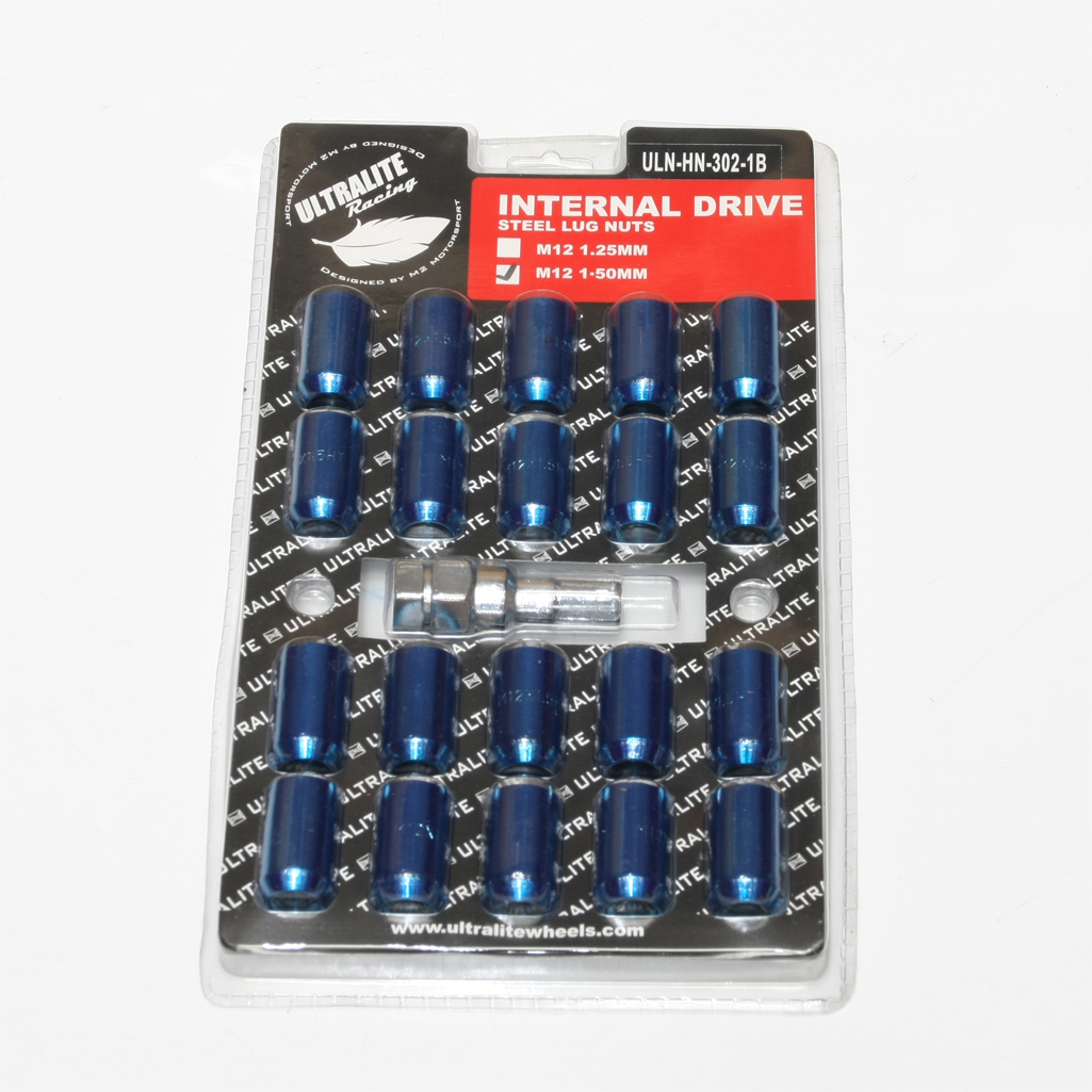 WHEEL NUTS M12 X 1.5MM BLUE - TUNER STYLE INTERNAL DRIVE / ULN-HN-302-1U