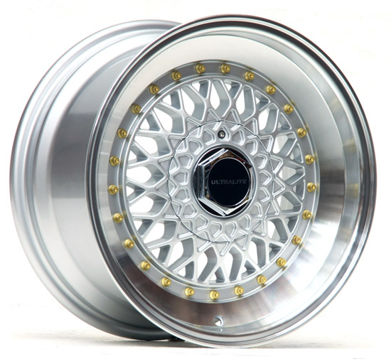 ULTRALITE RS 16x8 - ET20 - 4x100+108 PCD - SILVER POLISHED RIM GOLD RIVET / ULR2-1680-1SMLG