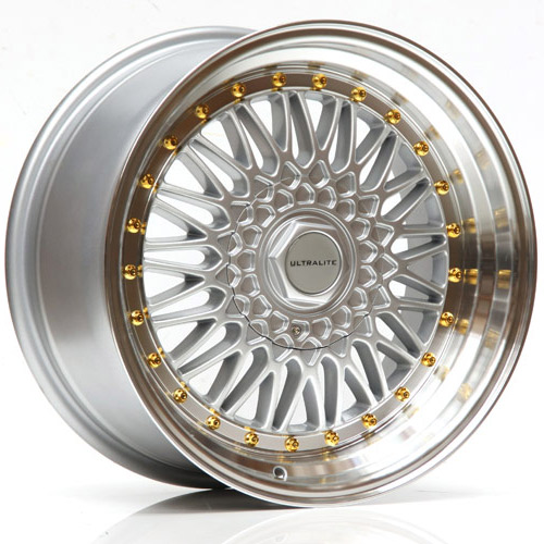 ULTRALITE RS 18x8 - ET35 - 5x112+120 PCD - SILVER POLISHED RIM GOLD RIVET / ULRS-1880-1SMLG